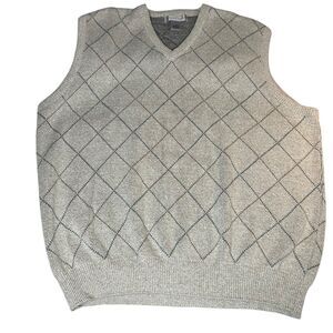Cypress Links Sweater Vest Mens XLT Beige Argyle Pattern Golf USA Cotton V Neck